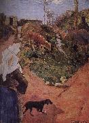Paul Gauguin Brittany woman with calf oil painting reproduction